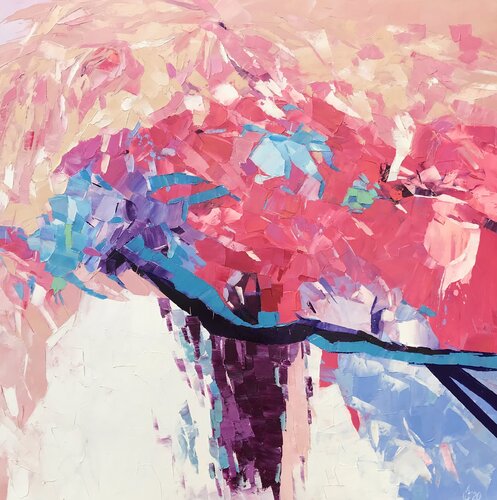 Road to pink mountains by Svitlana Andriichenko, Painting for Sale on Select
