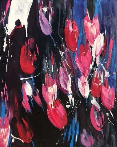 Tulips and darkness von Svitlana Andriichenko, Malerei kaufen auf Select