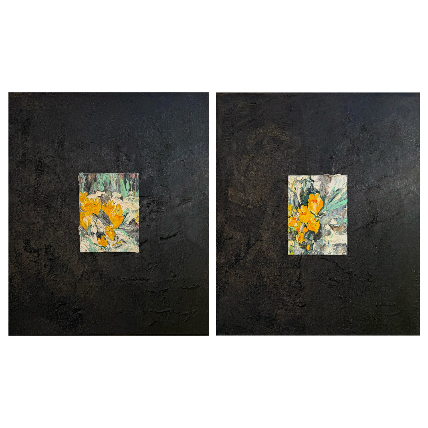 Light sprouting from darkness. Diptych Svitlana Andriichenko Original painting for sale