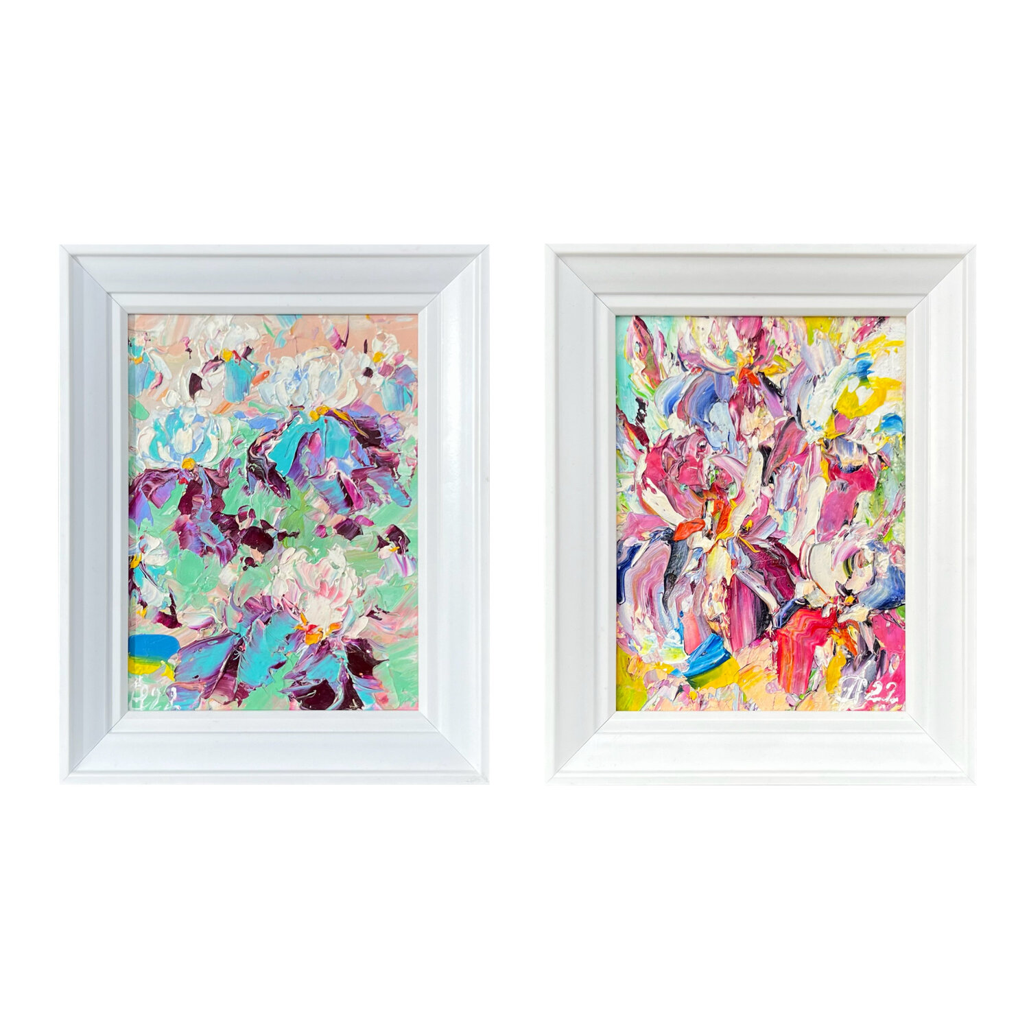 Flower collection (2 oil paintings “Loving irises“, “Irises are delighted“) Svitlana Andriichenko Original painting for sale
