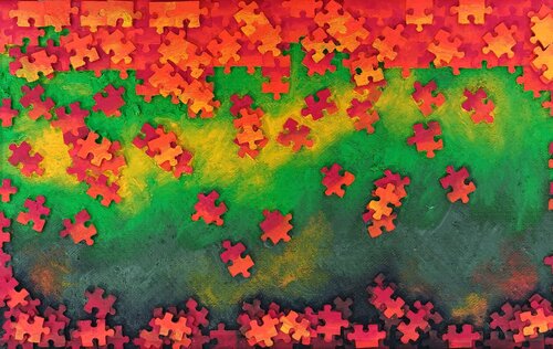 Es regnet Puzzles by Iris Hillmeister-Becker, Painting for Sale on Select