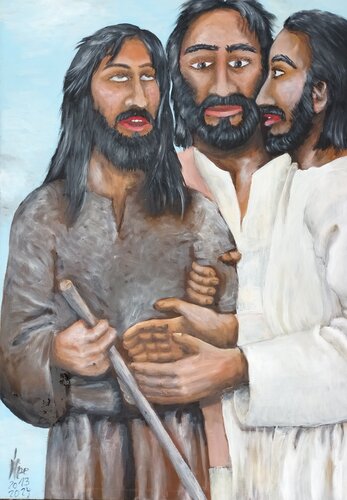 Blindenheilung 2 by Iris Hillmeister-Becker, Painting for Sale on Select