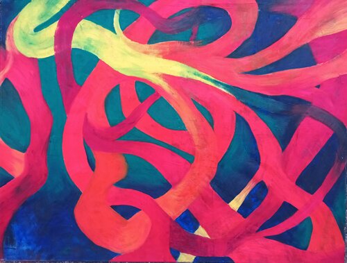 Rote Wege by Iris Hillmeister-Becker, Painting for Sale on Select