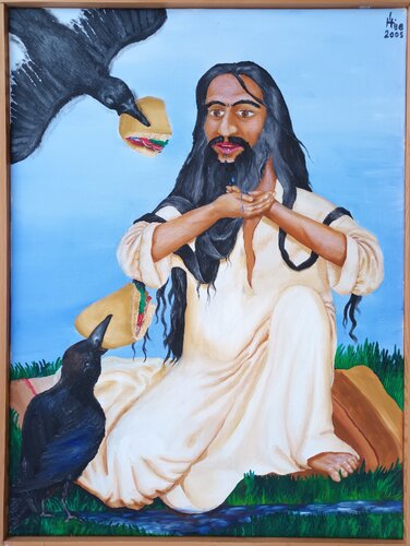 Elias wird von den Raben versorgt by Iris Hillmeister-Becker, Painting for Sale on Select