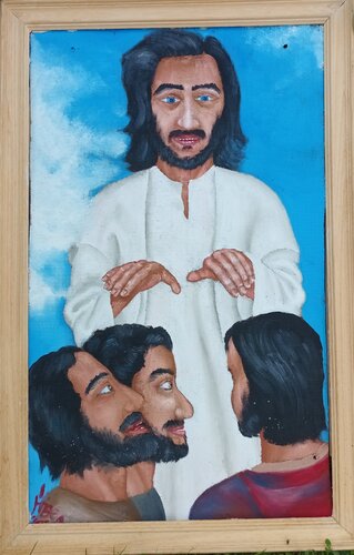 Jesus segnet by Iris Hillmeister-Becker, Painting for Sale on Select