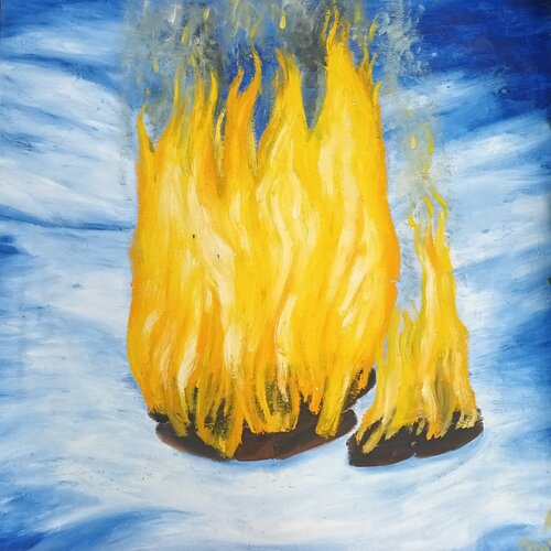 Eis und Feuer by Iris Hillmeister-Becker, Painting for Sale on Select