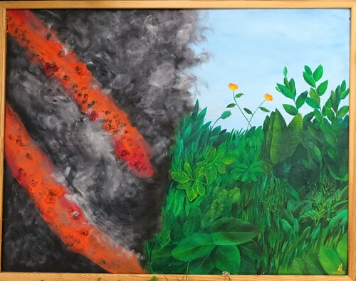 Fruchtbarer Vulkan by Iris Hillmeister-Becker, Painting for Sale on Select