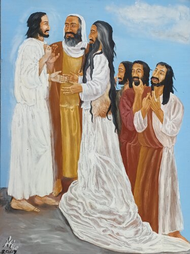 Verklärung Jesu mit Moses, Elias und drei Apostel by Iris Hillmeister-Becker, Painting for Sale on Select
