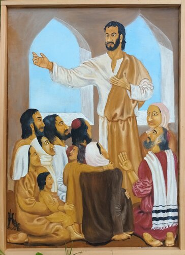 Die erste Gemeinde2 by Iris Hillmeister-Becker, Painting for Sale on Select
