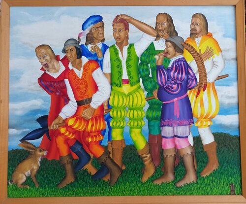 Die 7 Schwaben by Iris Hillmeister-Becker, Painting for Sale on Select