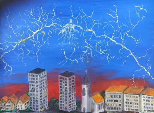 Jesus kommt wieder by Iris Hillmeister-Becker, Painting for Sale on Select
