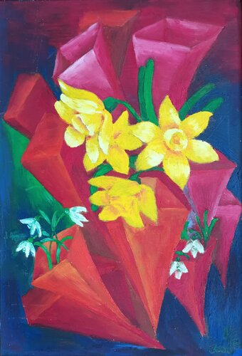 Narzissen by Iris Hillmeister-Becker, Painting for Sale on Select
