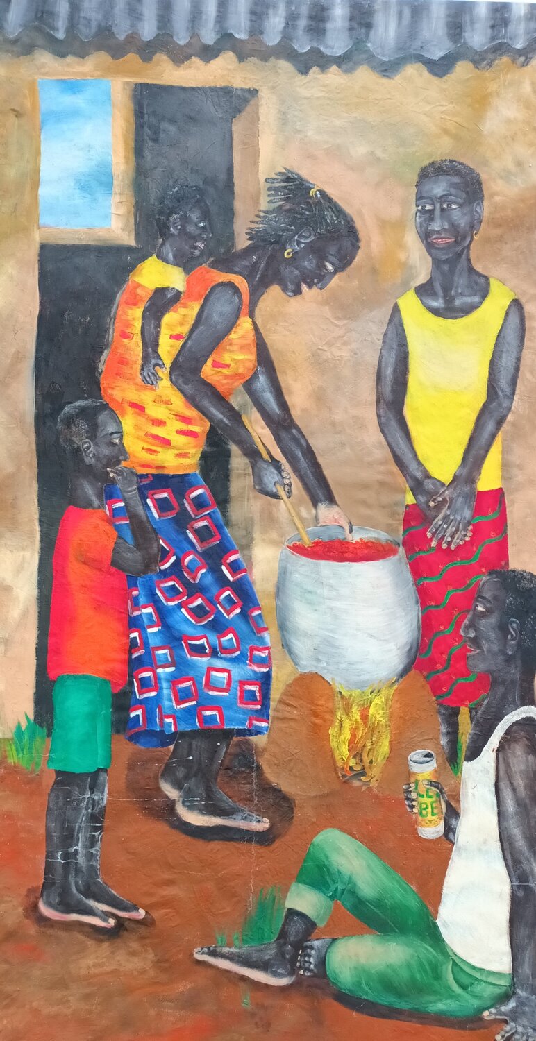 Afrikanische Familie Iris Hillmeister-Becker Original painting for sale