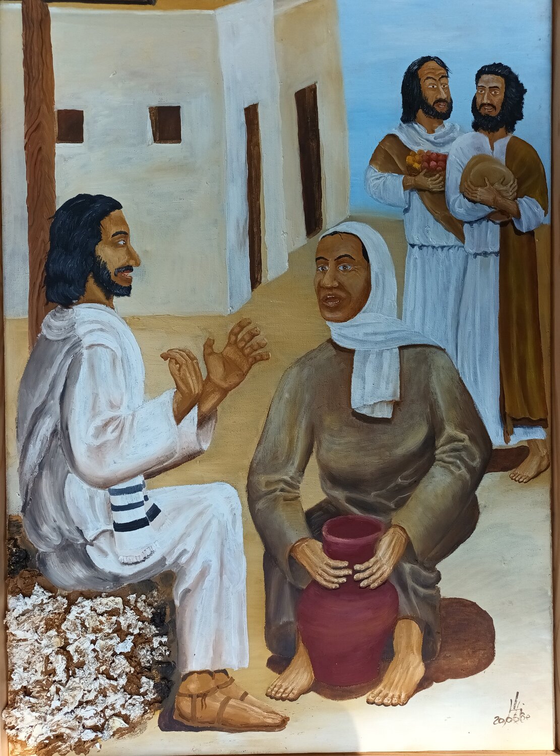 Jesus und die Samariterin Iris Hillmeister-Becker Original painting for sale
