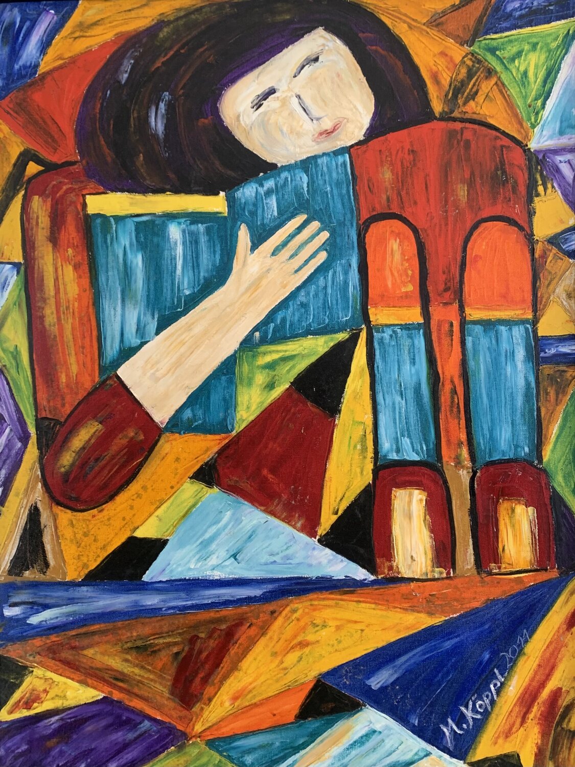 Die Lectüre Maria Köppl Original painting for sale
