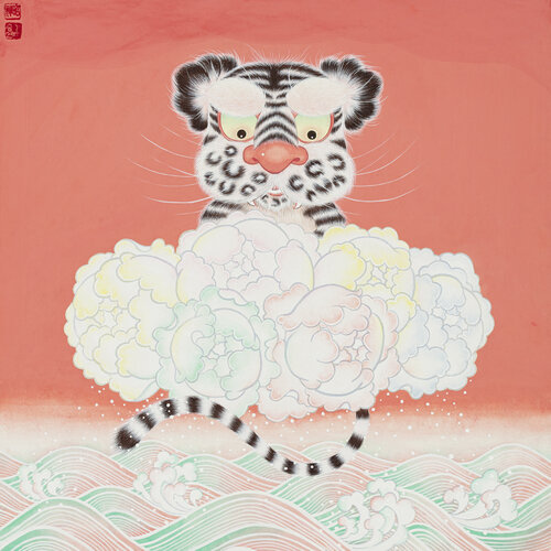 Riding peony clouds by SEUNGYEON KIM, Painting for Sale on Select