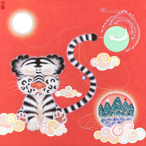 Greeting the dream moon by SEUNGYEON KIM, Painting for Sale on Select
