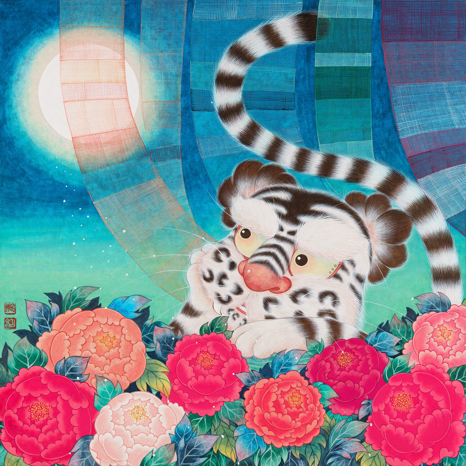 Greeting the dream moon SEUNGYEON KIM Original painting for sale