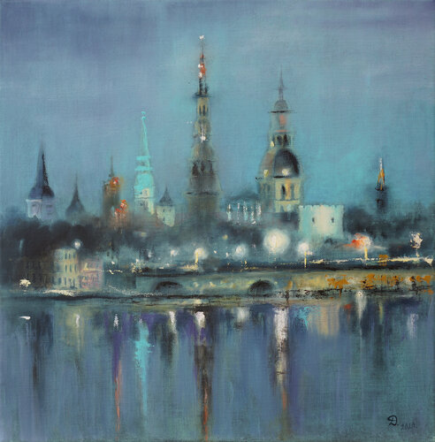 White Riga night by Julija Demenkova, Painting for Sale on Select