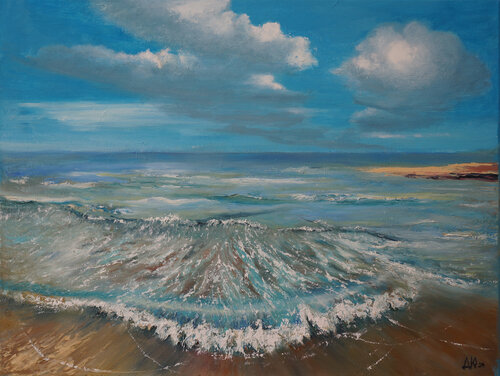 Sea surf by Julija Demenkova, Painting for Sale on Select