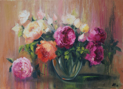 Garden roses by Julija Demenkova, Painting for Sale on Select