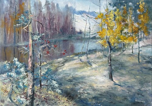 Forest river by Julija Demenkova, Painting for Sale on Select