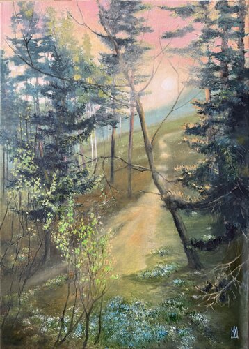 Spring in the forest by Julija Demenkova, Painting for Sale on Select