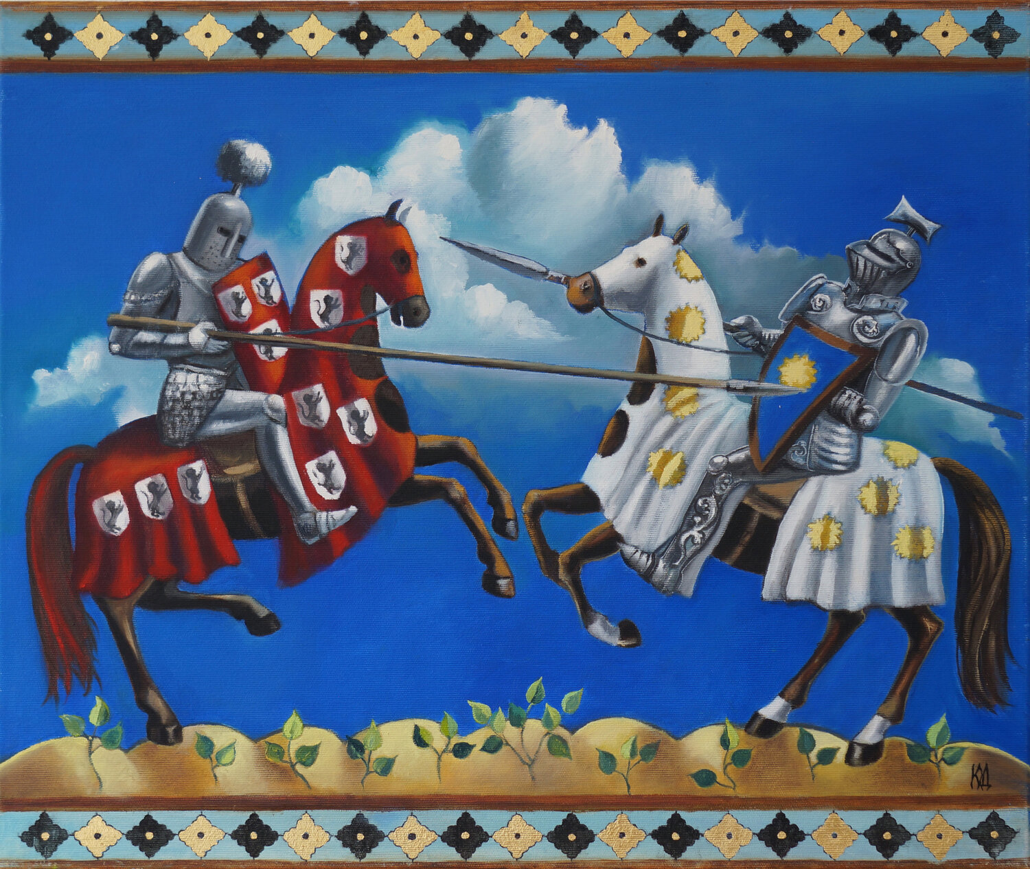 Jousting Julija Demenkova Original painting for sale