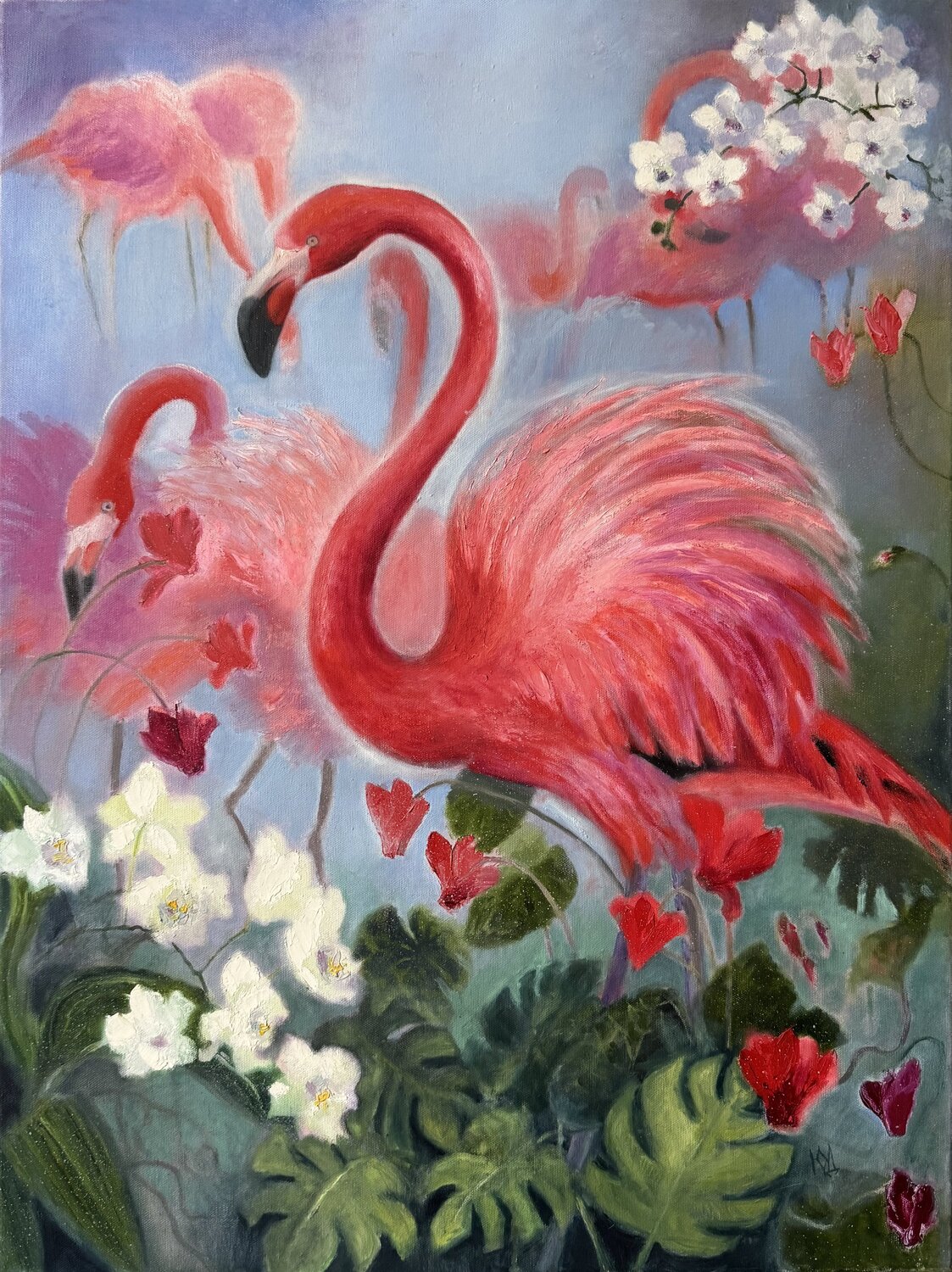 Flamingo mood Julija Demenkova Original painting for sale