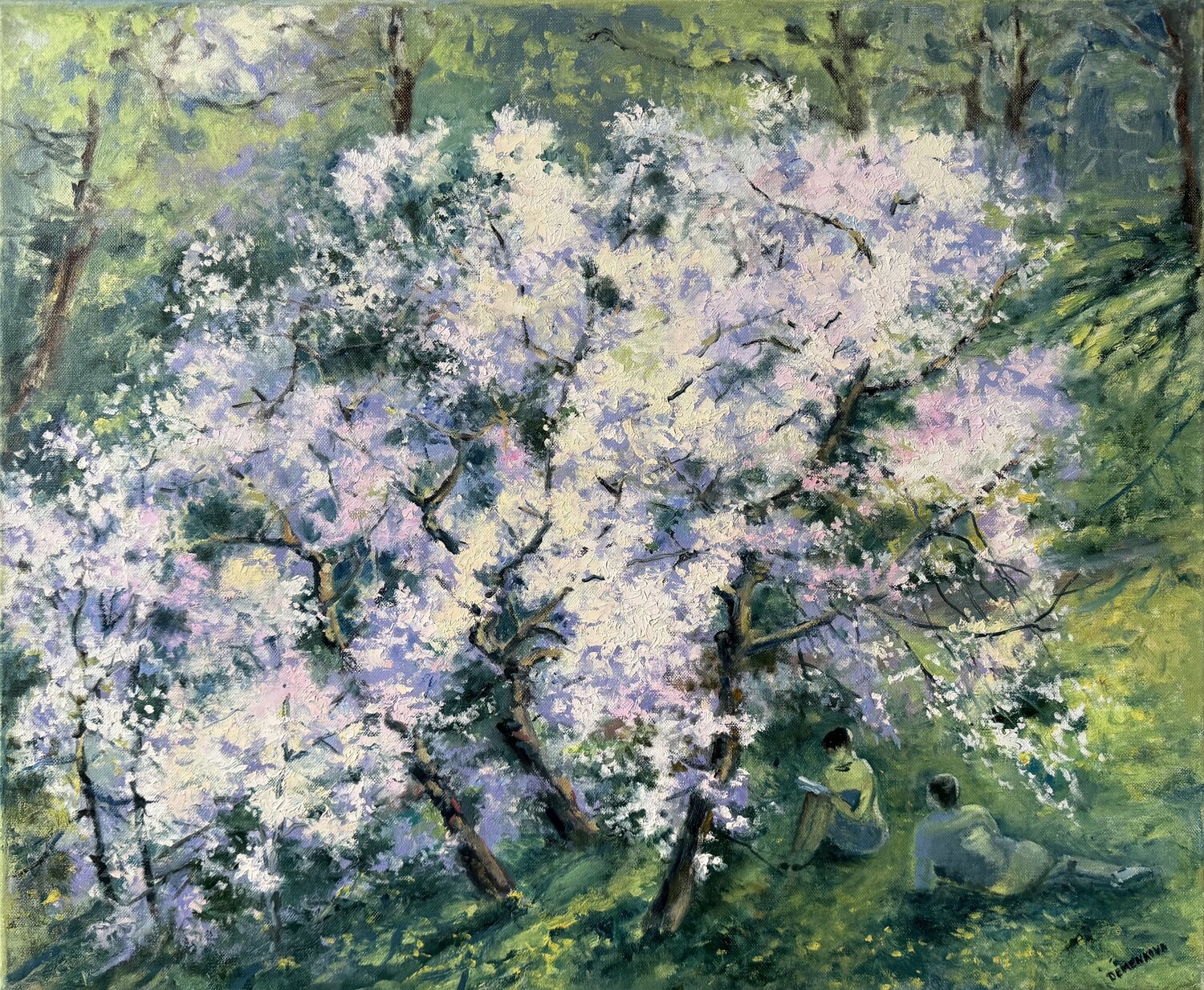 Cherry blossoms Julija Demenkova Original painting for sale