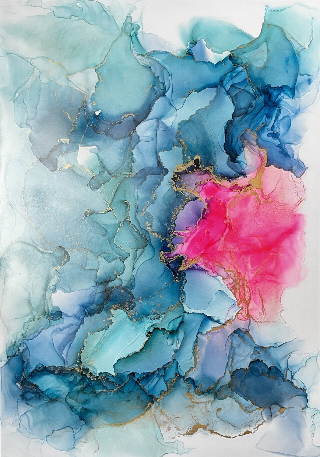 Burst of Pink Clémentine Daudier Original painting for sale