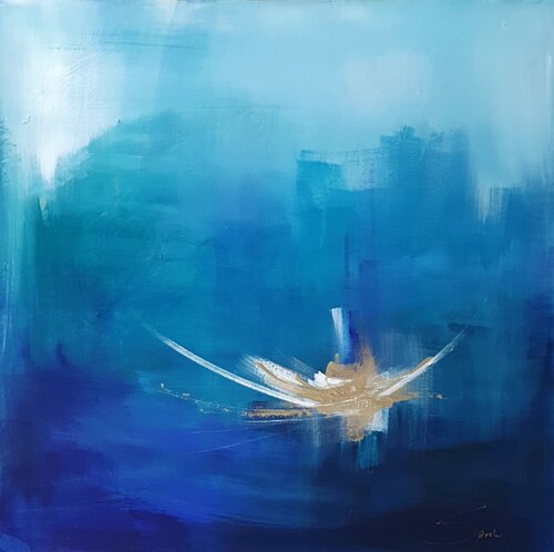 Im Fluss der Träume - GOLD UMRAHMT by Sarah Kube, Painting for Sale on Select