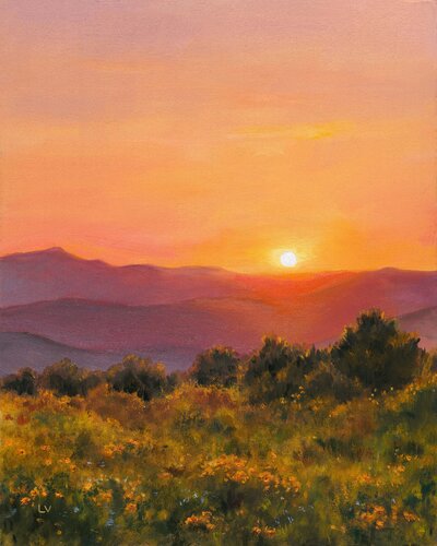 California golden hour landscape by Lucía Verdejo, Painting for Sale on Select