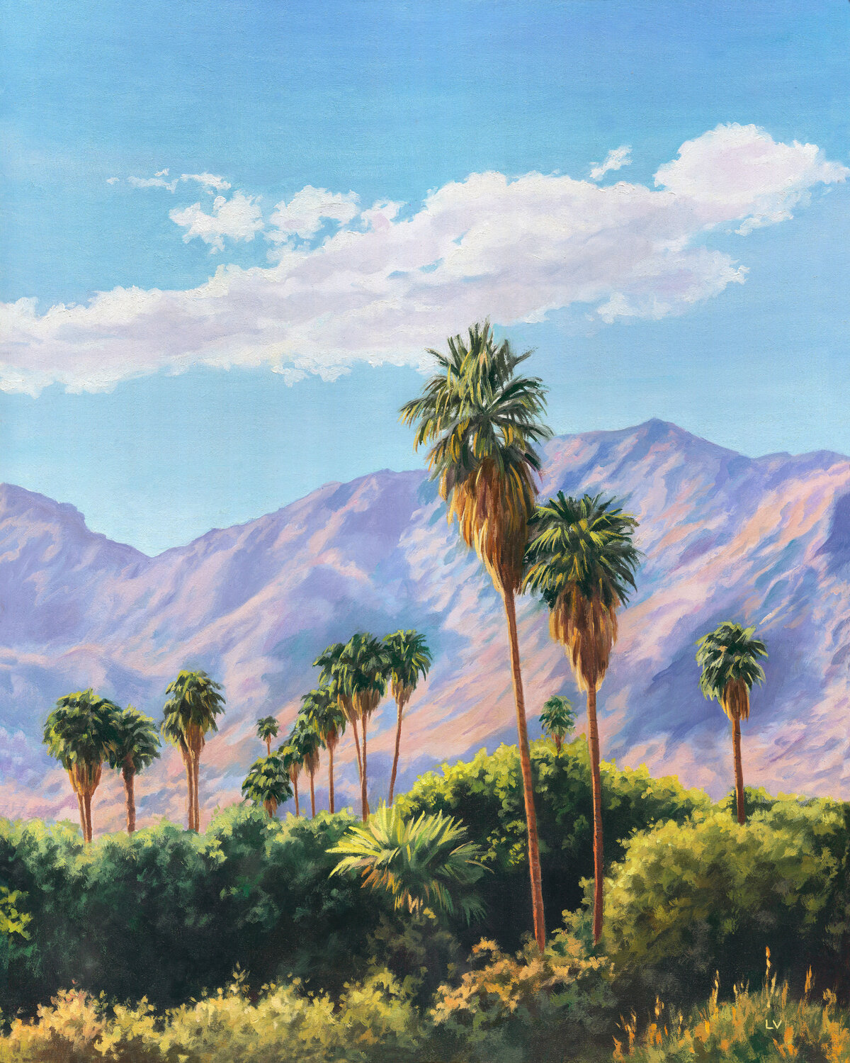 Palm Springs desert mountains Lucía Verdejo Original painting for sale