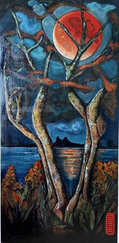 Lune de sang by Séverine Gallois, Painting for Sale on Select