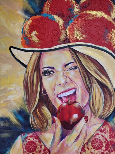 Schwarzwaldmädel  mit Apfel by Inge Gründel-Pfaff, Painting for Sale on Select