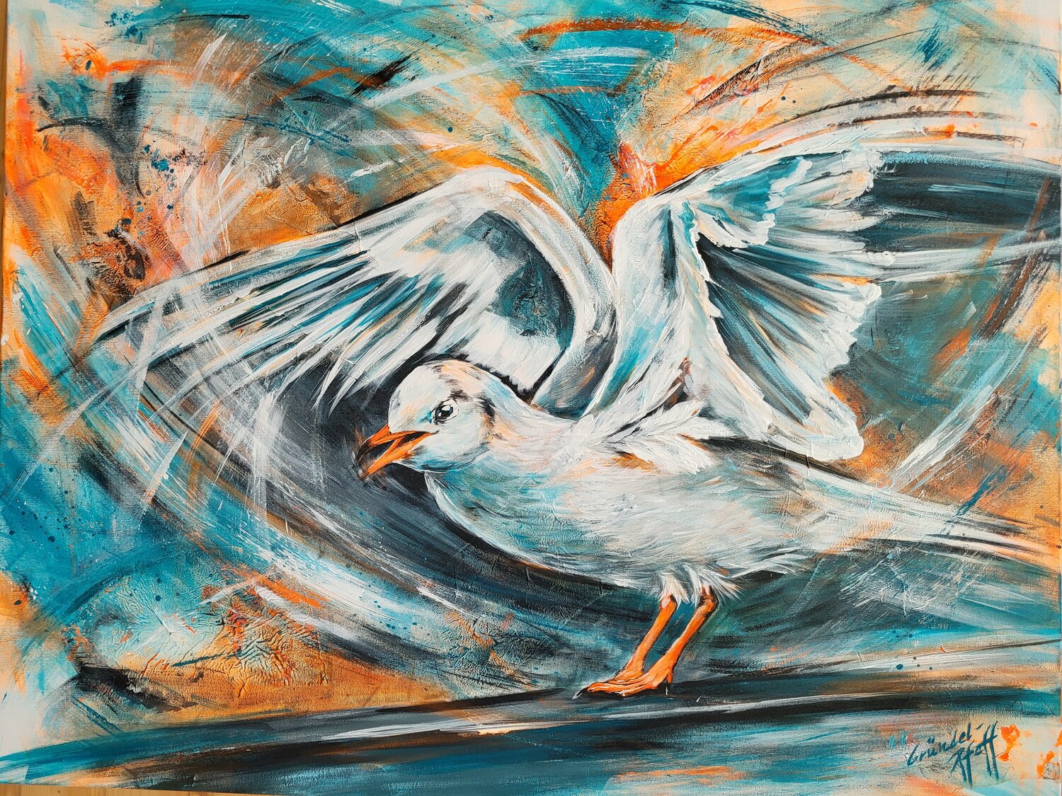 Lachmöve Inge Gründel-Pfaff Original painting for sale
