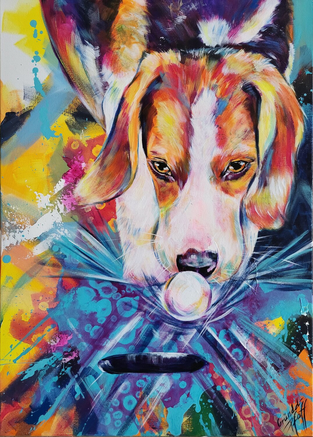 Profi am Werk (Beagle) Inge Gründel-Pfaff Original painting for sale