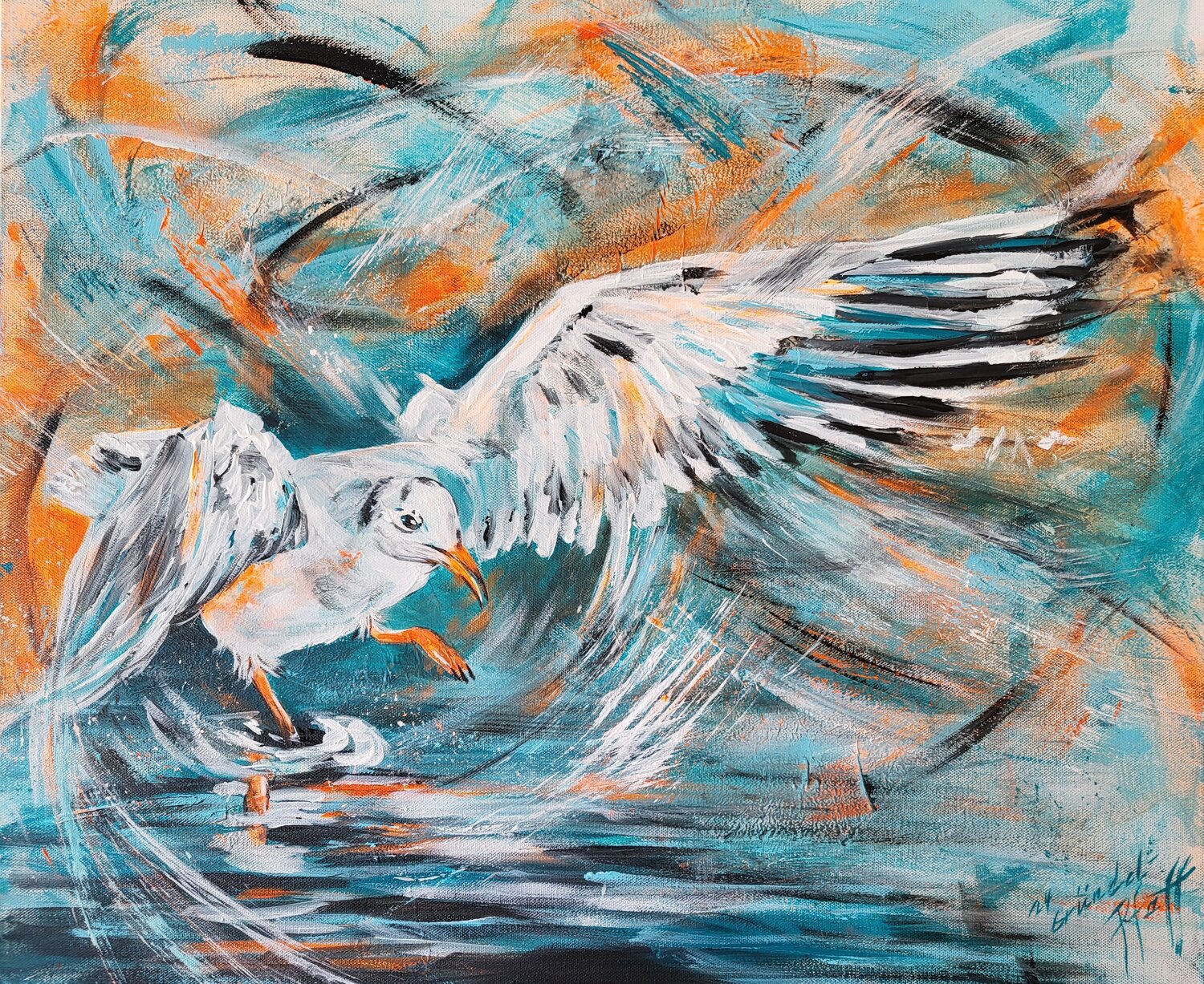 Vollstart (Möve) Inge Gründel-Pfaff Original painting for sale