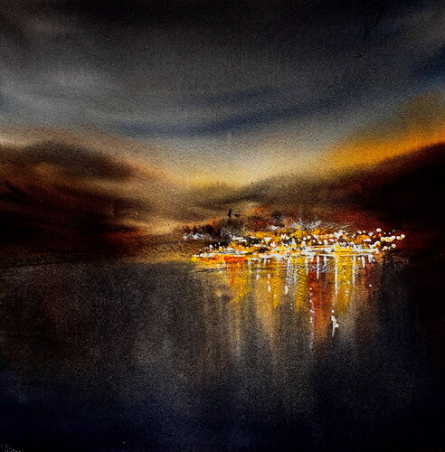 Ecos de luz en la noche by Montse Gil, Painting for Sale on Select