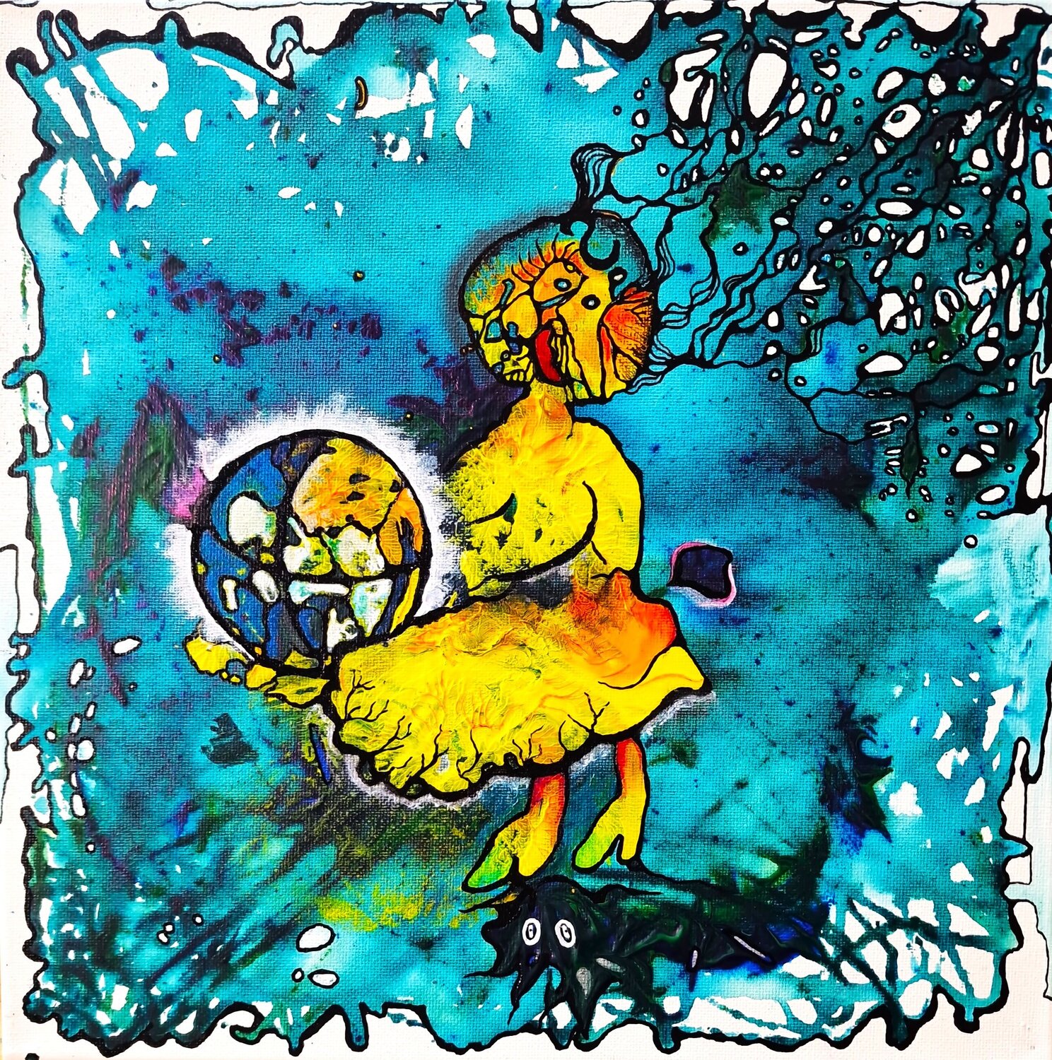 "Die Welt in unserer Hand" Ingrid Reichenberger Original painting for sale