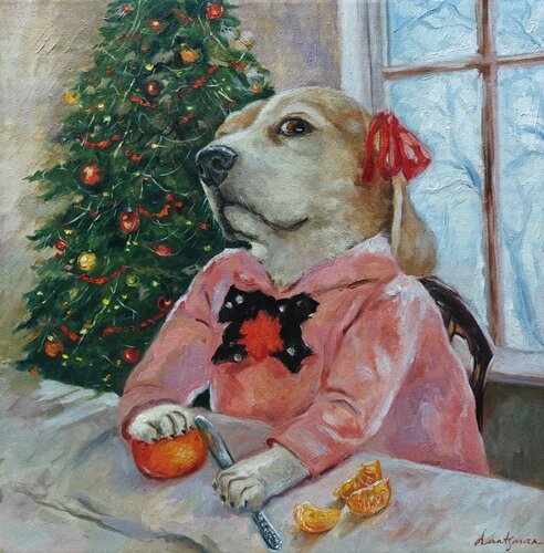 Girl with mandarins by Jane Lantsman, Painting for Sale on Select
