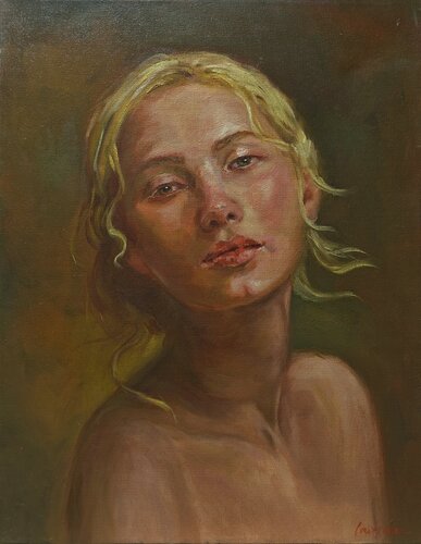 A portrait of a young woman by Jane Lantsman, Painting for Sale on Select