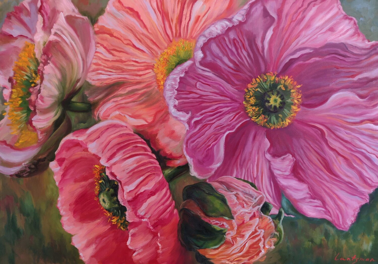 Island poppies Jane Lantsman Original painting for sale