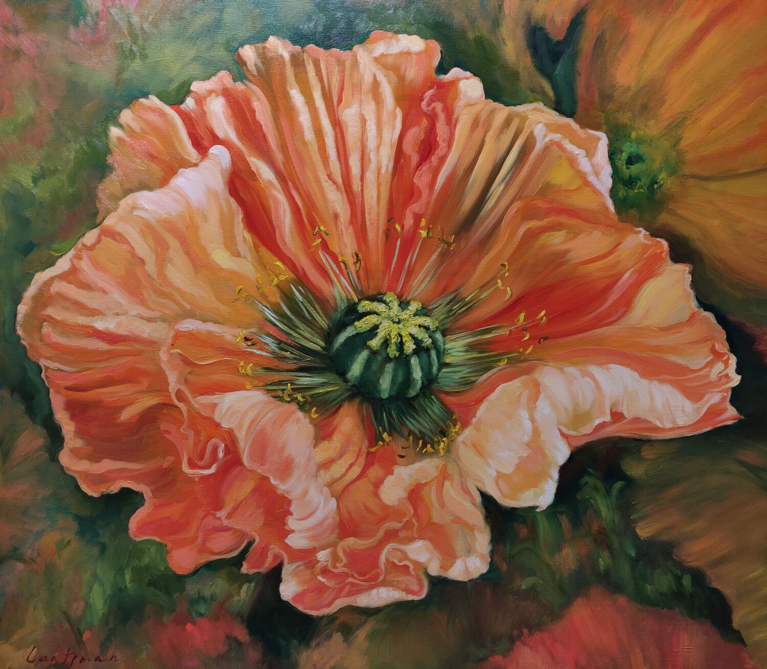 Whisper of poppy petals Jane Lantsman Original painting for sale