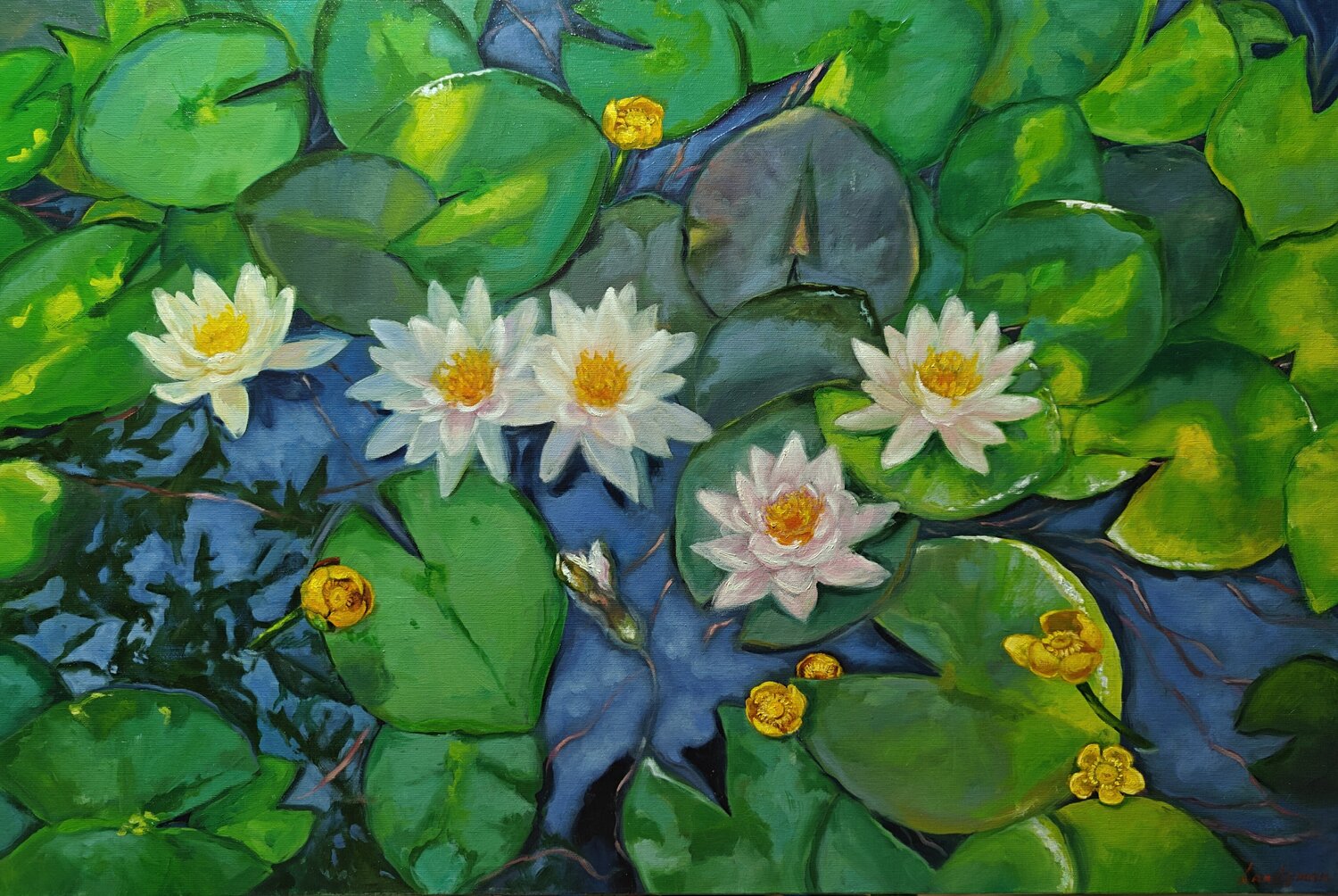 The Water Lily Pond Jane Lantsman Original painting for sale