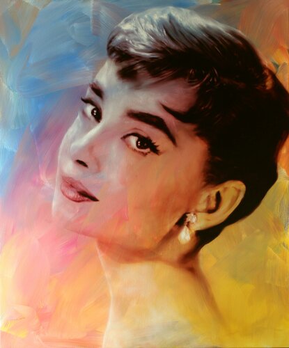 Audrey Hepburn, Original Öl auf Leinwand by Herwig Port, Painting for Sale on Select