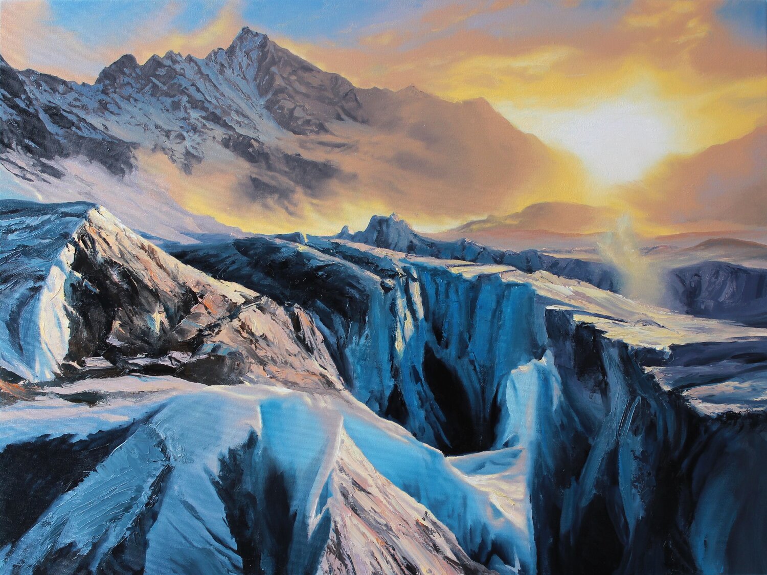 Gletschereis im Morgenlicht Herwig Port Original painting for sale