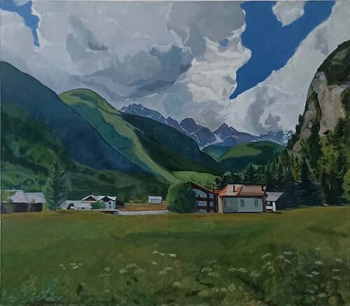 Paesaggio da Les Fontaines (Ollomont-AO) by Luigi Abbiati, Painting for Sale on Select
