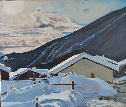Neve a Vaud by Luigi Abbiati, Painting for Sale on Select